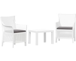 vidaXL - Lounge - Set - met - kussen - 3 - pcs - Wit - PP