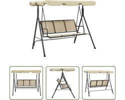 vidaXL Lounge Set - Schommelbank - Schommelbank met luifel antraciet en zandkleurig - Tuinstoel - Outdoor Furniture - Balkon Meubel