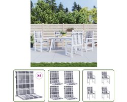vidaXL Lounge Set - Stoelkussens - Tuinstoelkussens 4 st 100x50x3 cm oxford stof ruitpatroon grijs - Tuinkussens - Outdoor Kussens - Oxford Stof