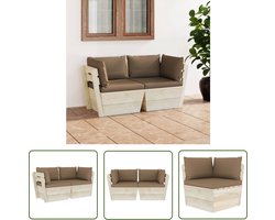 vidaXL Lounge Set - Tuinbank - Tuinbank 2-zits met kussens pallet vurenhout - Buitendrank - Teak - Pallets