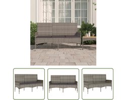 vidaXL Lounge Set - Tuinbank - Tuinbank 3-zits met kussens poly rattan grijs - Buitendining - Outdoor Furniture - Patio Furniture
