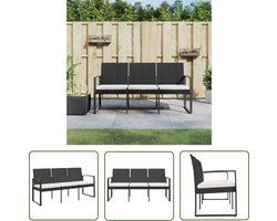 vidaXL Lounge Set - Tuinbank - Tuinbank 3-zits met kussens polypropeen rattan zwart - Buitendecoratie - Outdoor Furniture - Patioset