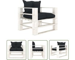 vidaXL Lounge Set - Tuinbank - Tuinbank met antracietkleurige kussens pallet hout - Buitendecoratie - Patio Furniture - Balkon Decoratie