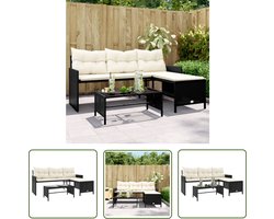 vidaXL Lounge Set - Tuinbank - Tuinbank met tafel en kussens L-vormig poly rattan zwart - Buitendining - Patio Furniture - Garden Sofa