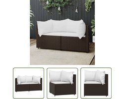 vidaXL Lounge Set - Tuinbank - Tuinhoekbanken met kussens 2 st poly rattan bruin - Outdoor Furniture - Patio Set - Wicker Furniture