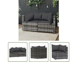vidaXL Lounge Set - Tuinbank - Tuinhoekbanken met kussens 2 st poly rattan grijs - Outdoor Furniture - Patio Set - Veranda Set