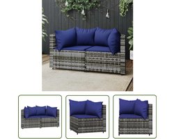 vidaXL Lounge Set - Tuinbank - Tuinhoekbanken met kussens 2 st poly rattan grijs - Outdoor Furniture - Patioset - Balkon Meubel