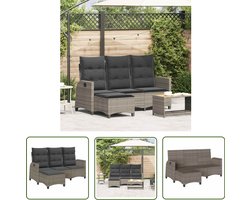 vidaXL Lounge Set - Tuinbank - Verstelbare tuinbank met kussens L-vormig poly rattan grijs - Buitendecoratie - Relaxfauteuil - Outdoor Furniture