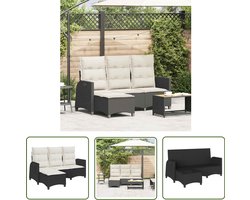 vidaXL Lounge Set - Tuinbank - Verstelbare tuinbank met kussens L-vormig poly rattan zwart - Buitendecoratie - Ratan Meubel - Outdoor Furniture
