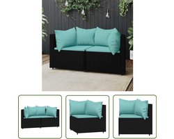 vidaXL Lounge Set - Tuinhoekbanken - Tuinhoekbanken met kussens 2 st poly rattan zwart - Outdoor Furniture - Patioset - Garden Sofa