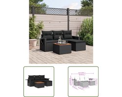 vidaXL Lounge Set - Tuinlounge - 5-delige Loungeset met kussens poly rattan zwart - Buitendecoratie - Patio Furniture - Gardenfurniture