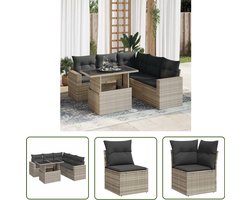 vidaXL Lounge Set - Tuinlounge - 6-delige Loungeset met kussens poly rattan lichtgrijs - Loungebank - Buitendinerset - Outdoor Furniture