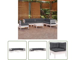 vidaXL Lounge Set - Tuinlounge - 8-delige Loungeset met kussens massief grenenhout wit - Houten Loungebank - Buis Meubel - Balkonset