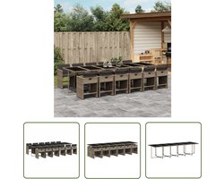 vidaXL Lounge Set - Tuinset - 13-delige Tuinset met kussens poly rattan grijs - Buitendecoratie - Patio Furniture - Outdoor Living