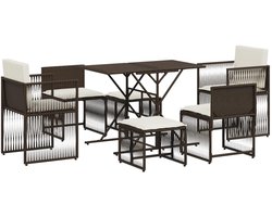 vidaXL Lounge Set - Tuinset - 7-delige Tuinset met kussens poly rattan bruin - Buitendecoratie - Patio Furniture - Gardenfurniture