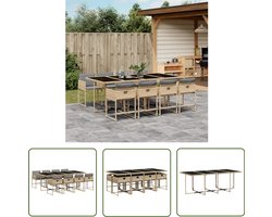 vidaXL Lounge Set - Tuinset - 9-delige Tuinset met kussens poly rattan gemengd beige - Buitenshuis Dineren - Patio Furniture - Outdoor Living