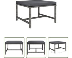 vidaXL Lounge Set - Voetenbank - Voetensteun sectioneel met kussen poly rattan grijs - Tuinset - Buitendecoratie - Ratan Bank