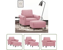 vidaXL Lounge Stoel - Fauteuil - Fauteuil met voetenbank 60 cm fluweel roze - Relaxstoel - Rozerode Meubels - Velvet Fauteuil