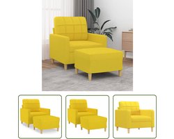 vidaXL Lounge Stoel - Fauteuil - Fauteuil met voetenbank 60 cm stof lichtgeel - Relax Stoel - Geel Meubilair - Huiskamer Decoratie