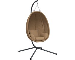 vidaXL Lounge Stoel - Hangstoel - Hangstoel met standaard stof en staal taupe - Tuinset - Buitenschrijnwerk - Outdoor Furniture