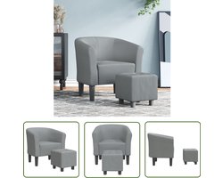 vidaXL Lounge Stoel - Kuipstoel - Kuipstoel met voetenbank stof lichtgrijs - Fauteuils - Eetkamerstoelen - Living Room Furniture