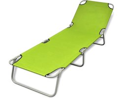 vidaXL Lounge Stoel - Ligbed - Ligbed inklapbaar gepoedercoat staal appeltjesgroen - Buitenspeelplezier - Tuinset - Relaxen