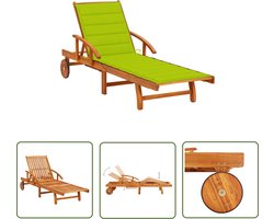 vidaXL Lounge Stoel - Ligbed - Ligbed met kussen massief acaciahout - Tuinmeubilair - Acacia Hout - Outdoor Furniture