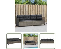 vidaXL Lounge Stoel - Ligbed - Ligbed met kussen poly rattan grijs - Buitendecoratie - Tuinset - Ratan Meubel