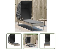 vidaXL Lounge Stoel - Ligbed - Ligbed met luifel poly rattan lichtgrijs - Buitendecoratie - Tuinset - Garden Furniture