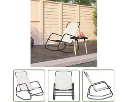 vidaXL Lounge Stoel - Ligbed - Ligbed schommelend staal en textileen crèmekleurig - Tuinset - Buitenschilderij - Outdoor Furniture