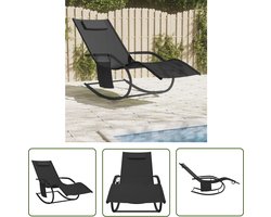 vidaXL Lounge Stoel - Ligbed - Ligbed schommelend staal en textileen zwart - Tuinset - Buitenschrijnwerk - Balkon Meubel