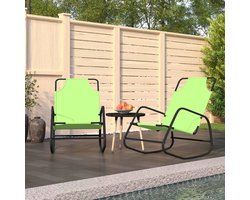 vidaXL Lounge Stoel - Ligstoelen - Ligstoelen 2 st schommelend staal en textileen groen - Tuinset - Buitenschrijnwerk - Balkon Meubel