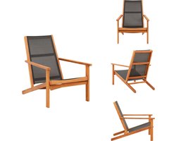 vidaXL Lounge Stoel - Loungestok - Loungestoel massief eucalyptushout en textileen zwart - Buitensteun - Teak Fauteuil - Tuinstoelen