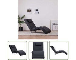 vidaXL Lounge Stoel - Massage Fauteuil - Massage chaise longue met kussen kunstleer zwart - Zitbank - Loungestoel - Elektrische Massage