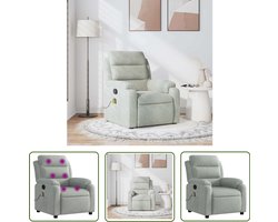 vidaXL Lounge Stoel - Massagestoel - Massagestoel verstelbaar fluweel lichtgrijs - Relaxstoel - Fluweel Stoel - Grijze Stoel