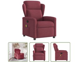 vidaXL Lounge Stoel - Massagestoel - Massagestoel verstelbaar stof wijnrood - Relaxstoel - Elektrische Massage - Trillingmassage