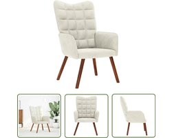 vidaXL Lounge Stoel - Relaxfauteuil - Relaxstoel fluweel crèmekleurig - Fluweel Stoel - Creme Kleur - Design Stoel