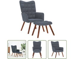 vidaXL Lounge Stoel - Relaxfauteuil - Relaxstoel met voetenbank fluweel donkergrijs - Fauteuils - Velours Stoel - Donkere Grijze Stoel