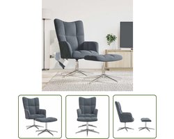 vidaXL Lounge Stoel - Relaxfauteuil - Relaxstoel met voetenbank fluweel donkergrijs - Velvet Fauteuil - Grijze Fauteuil - Comfortabele Stoel