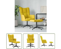 vidaXL Lounge Stoel - Relaxfauteuil - Relaxstoel met voetenbank fluweel mosterdgeel - Velours Stoel - Mustardkleur - Comfortabele Stoel