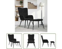 vidaXL Lounge Stoel - Relaxfauteuil - Relaxstoel met voetenbank fluweel zwart - Fauteuils - Loungestoel - Velvet Bank