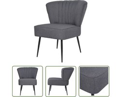 vidaXL Lounge Stoel - Retro Fauteuil - Cocktailstoel stof donkergrijs - Velours Stoel - Donkere Grijze Stoel - Eetkamerstoel