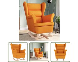 vidaXL Lounge Stoel - Schommelstoel - Schommelstoel 74x90x102 cm stof donkergeel - Relaxfauteuil - Wicker Stoel - Buitenstoelen