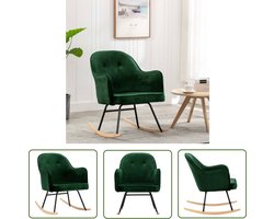 vidaXL Lounge Stoel - Schommelstoel - Schommelstoel fluweel donkergroen - Fluweel Stoel - Donkere Groene Stoel - Relaxfauteuil