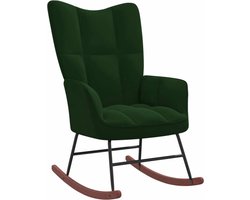 vidaXL Lounge Stoel - Schommelstoel - Schommelstoel fluweel donkergroen - Relaxstoel - Donkere Meubels - Groene Meubels