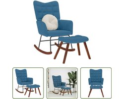 vidaXL Lounge Stoel - Schommelstoel - Schommelstoel met krukje fluweel blauw - Fauteuils - Fluweel Stoel - Velours Stoel