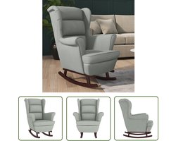 vidaXL Lounge Stoel - Schommelstoel - Schommelstoel met massief rubberwood poten fluweel lichtgrijs - Fauteuil - Fluweel Stoel - Grijze Stoel