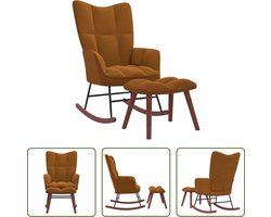 vidaXL Lounge Stoel - Schommelstoel - Schommelstoel met voetenbank fluweel bruin - Wiegstoel - Relaxstoel - Fauteuils
