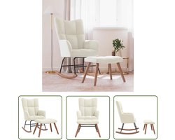 vidaXL Lounge Stoel - Schommelstoel - Schommelstoel met voetenbank fluweel crèmewit - Wiegstoel - Relaxstoel - Comfortabele Stoel