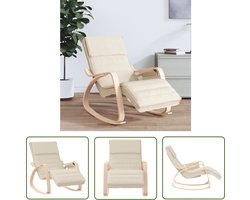 vidaXL Lounge Stoel - Schommelstoel - Schommelstoel stof crèmekleurig - Relaxfauteuil - Huiskamer Meubels - Slaapkamers Meubilair